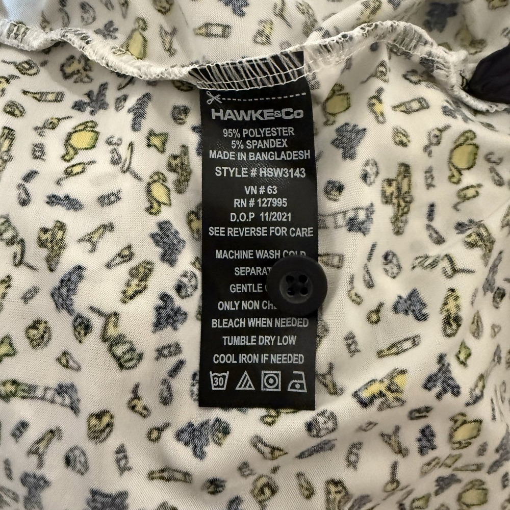 Hawke & Co Performance Golf Polo Shirt Mens XL Southern AOP BBQ Print Stretch - Picture 6 of 6